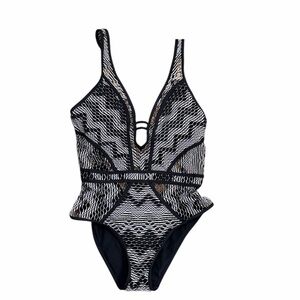 BECCA Women's Show & Tell Crochet Plunge One Piece Swimsuit